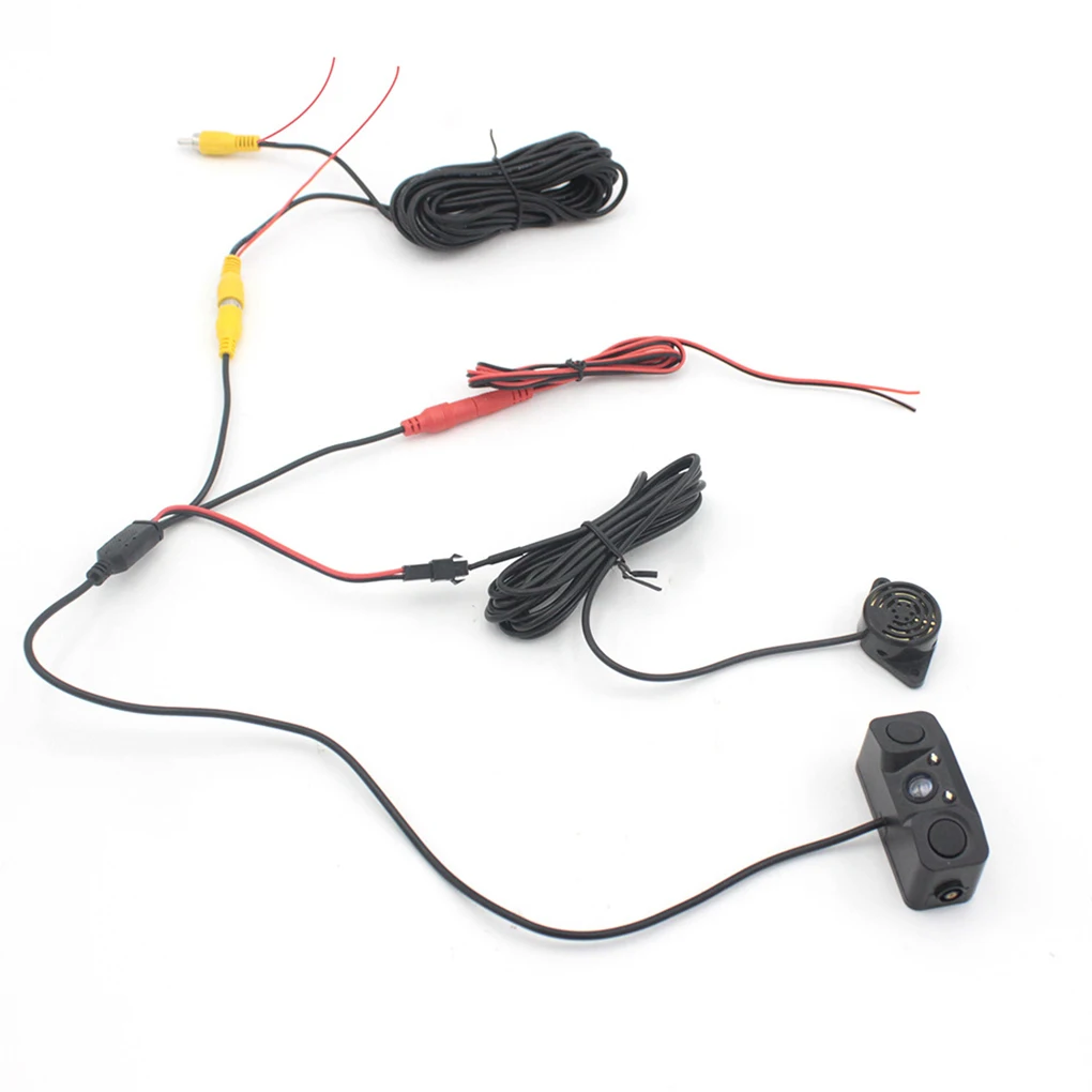 

Car Reverse Backup Rear View Camera 170 Degree 3 in 1 Video Parking Sensor + 2 Detector Sensors BiBi Alarm Indicator