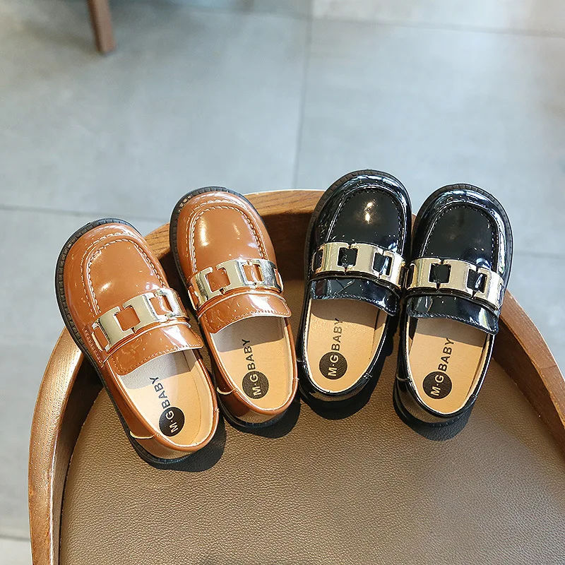 

Детская кожаная обувь для мальчиков и девочек, универсальная школьная сценическая обувь с квадратным носком и жесткой подошвой, D12071, весна ...