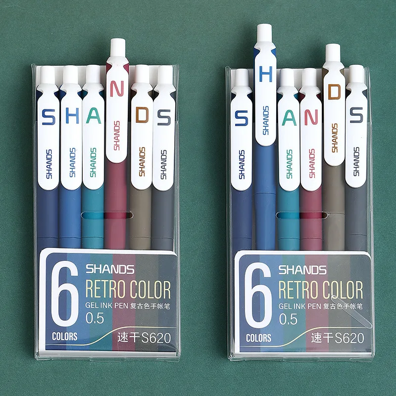 

Retro Pen 6-Color Push Neutral Pen Students Take Notes With Color Water Pen Chinese Style