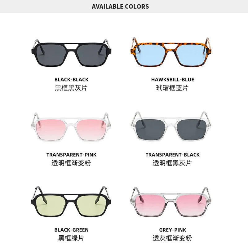 

2021 New Luxury Brand Design Men's Box Sunglasses Pilot Double Beam Personality Ins Ladies Glasses Ditaeds Female Male Sunglasse