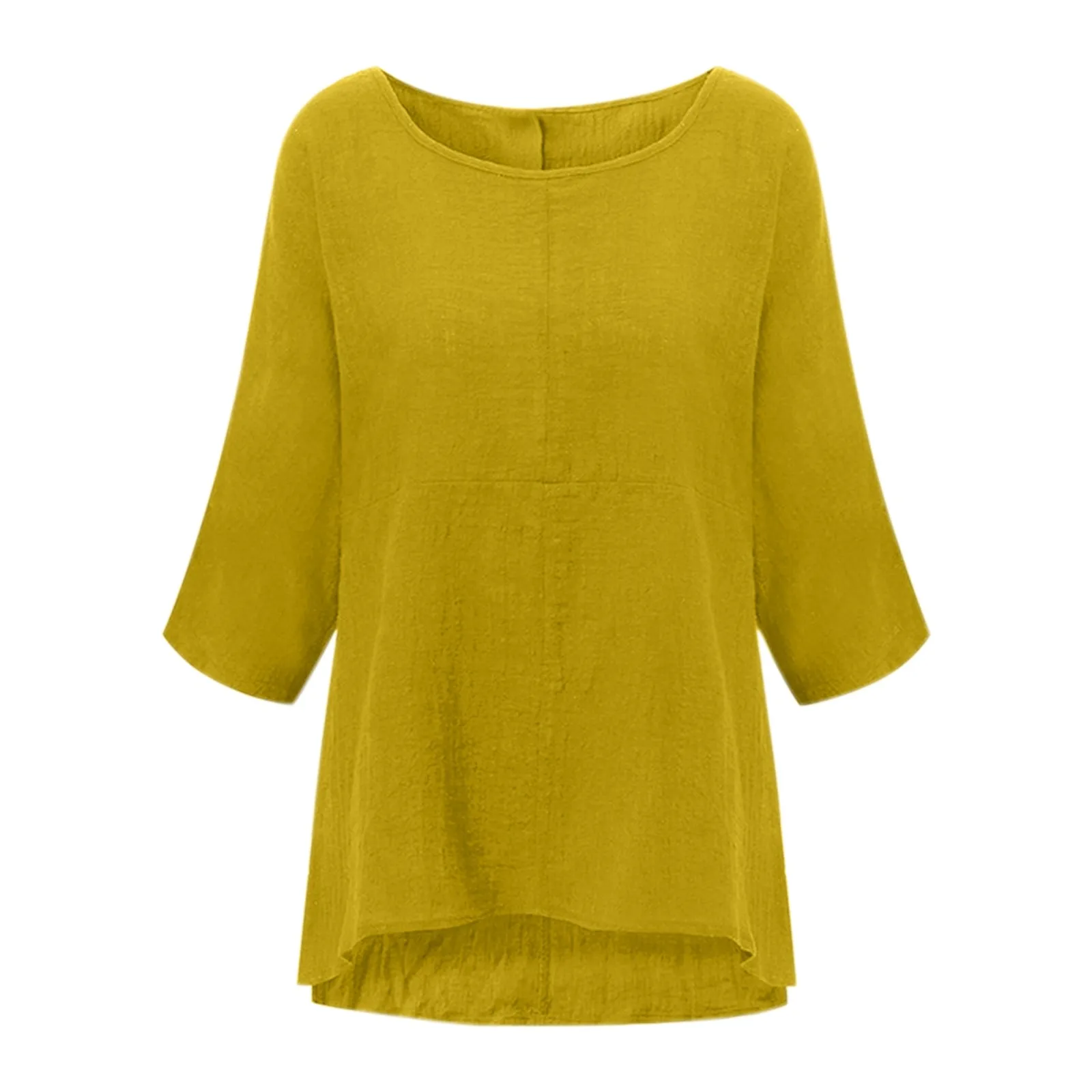 

Cotton Blouse Women Solid Color Blend Round Neck Three-quarter Sleeve Oversize Blouse Summer Loose Women Bloues Roupas Femininas