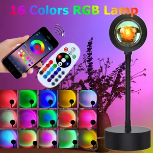 usb rainbow sunset lamp app color rgb led night light room decor home atmosphere photography background sunset projection lamp free global shipping