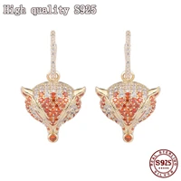 s925 silver needle fashion jewelry little fox cute animal earrings color full zirconium korea 2021 new light luxury earrings