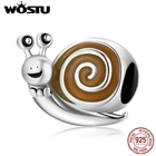 WOSTU, Настоящее серебро 925 пробы, милые улитки, оригинальные бусины, подходят для DIY ожерелья, очаровательные браслеты для женщин, FICC2064, прекрасный подарок
