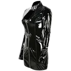 S-XXL женское платье из ПВХ с пряжкой, сексуальное черное клубное мини-платье из искусственной кожи с длинным рукавом