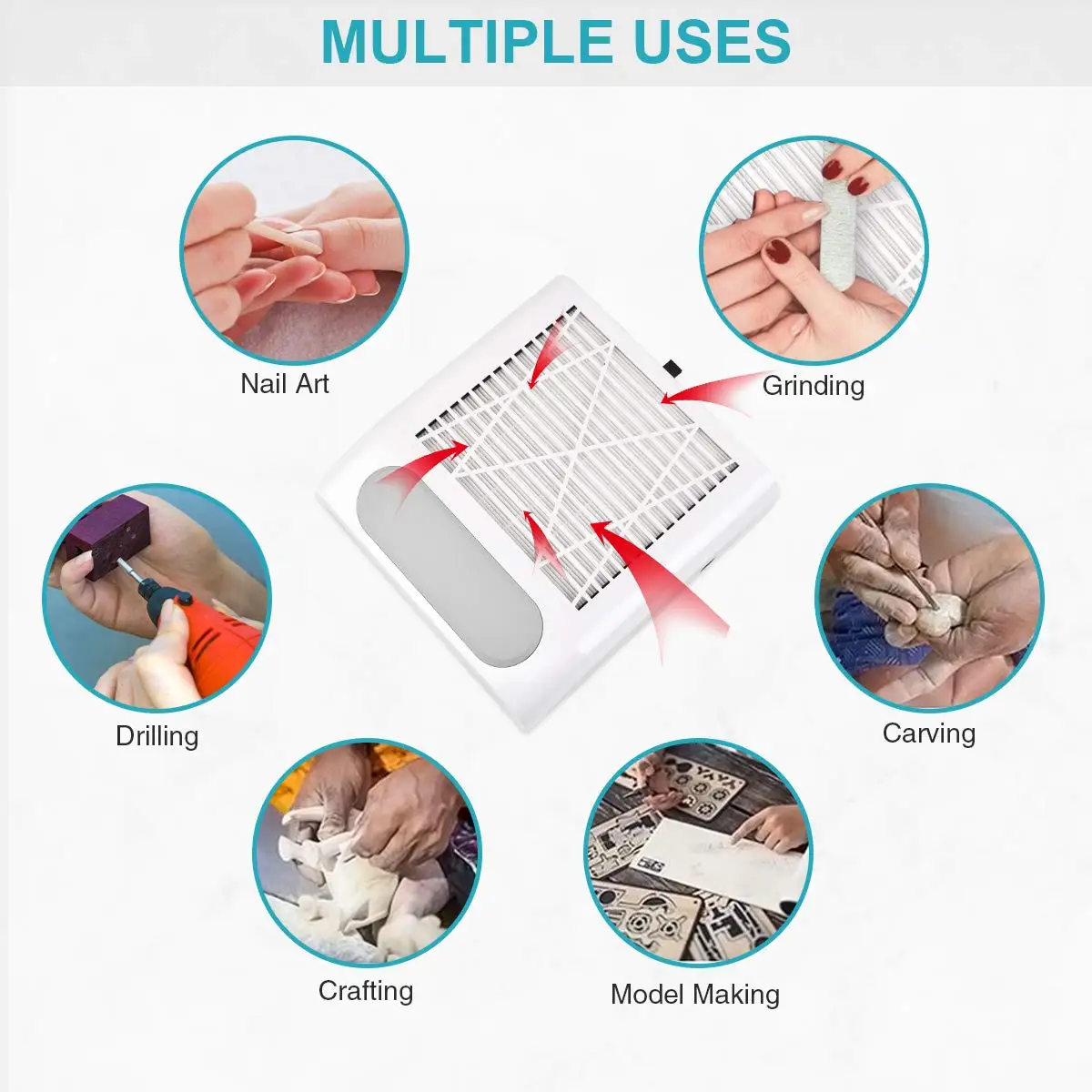 

80W Nail Dust Collector Machine for Acrylic Nails in Desk Manicure Vacuum Collector Strong Suction Nails Vacuum Cleaner Machine