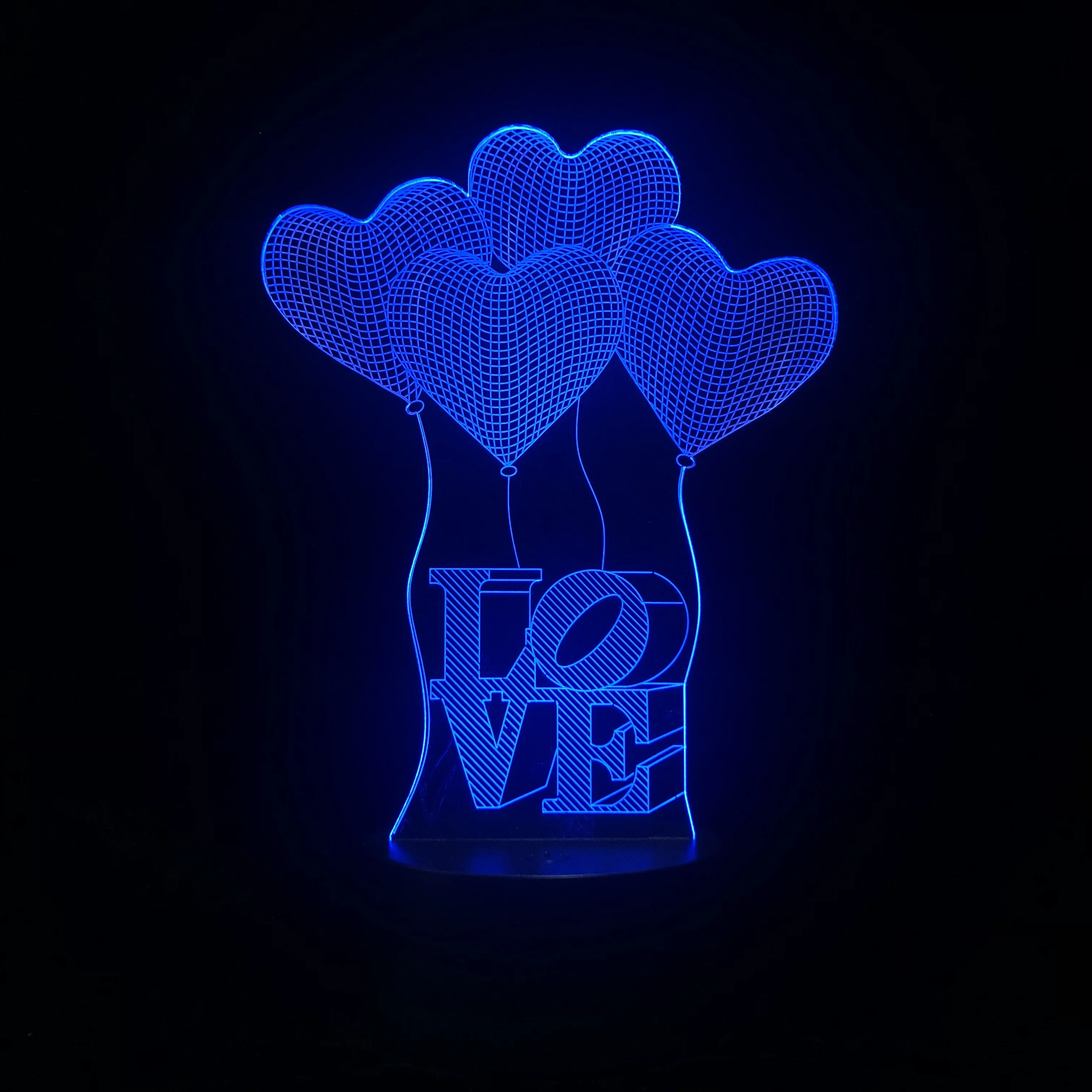 3D лампа в виде воздушного шара с сердечками светодиодный ночсветильник USB