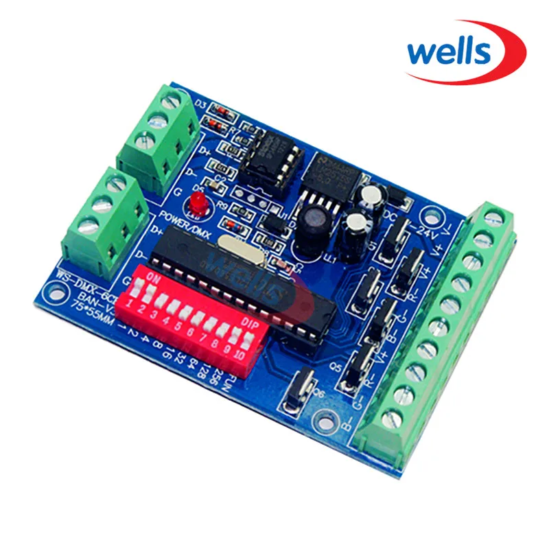 6 канальный простой контроллер DMX RGB LED dmx512 диммер светодиодный декодер DC5V 24V|dmx512