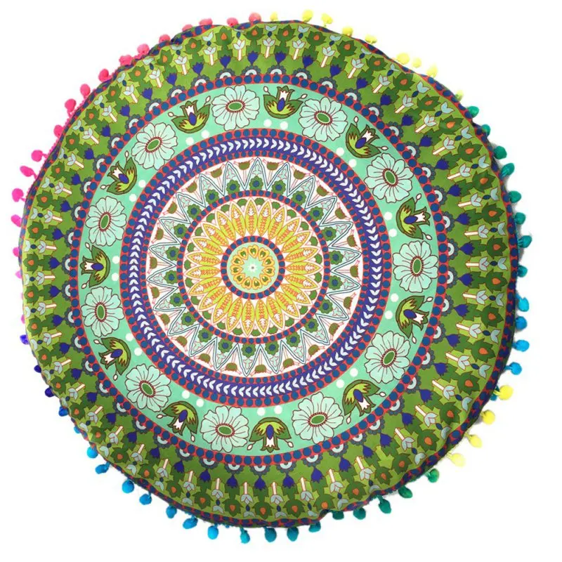 Indian Mandala Floor Pillows Round Bohemian Cushion Cover Case Color Textile Pillow 43*43CM DROP SHIP | Дом и сад