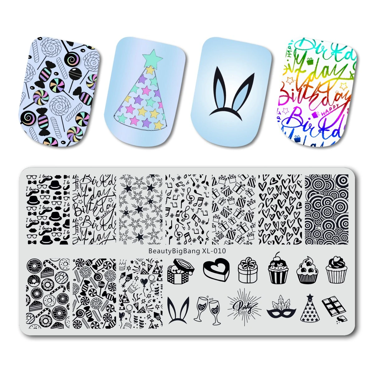 

Nail Stamping Plates BeautyBigBang Candy Cake Love Rabbit Summer Flower Geometry Nail Art Mold Nail Stamp Template Plate