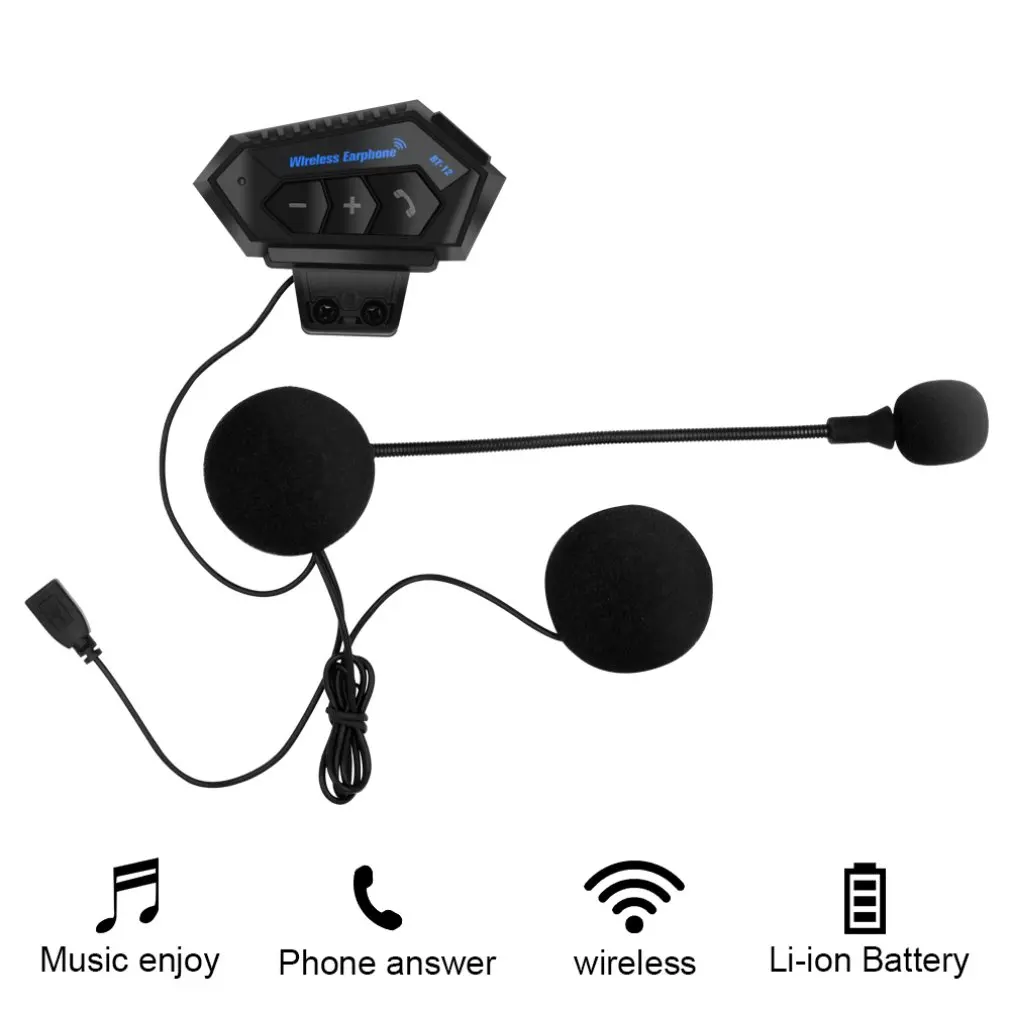 

QTB35 Motorcycle Helmet Wireless Headsets Hands-free Kit Stereo Anti-interference Interphone Music Player Earphones