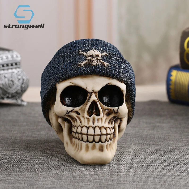 Strongwell Винтаж Американский носить шляпу череп смолы мастерски выполненные модели