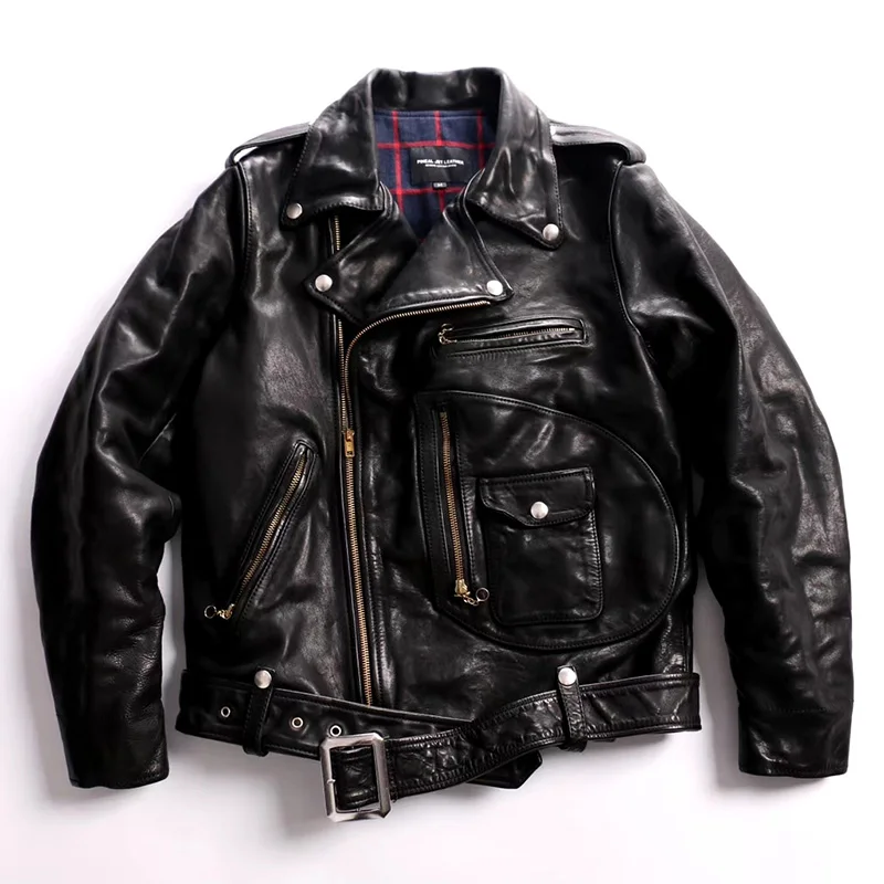 

J22 Read Description! Asian Size Super Top Quality Genuine Horse Leather Jacket Slim Classic Horsehide Stylish Rider Jacket