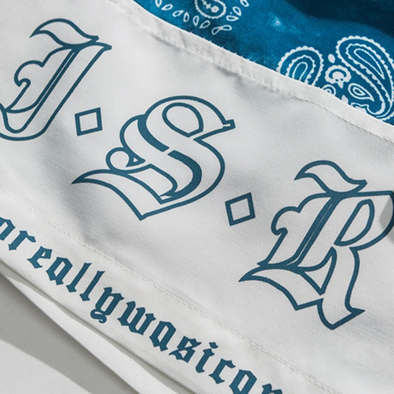 

2021 Hip Hop Harajuku Shorts Streetwear Bandana Paisley Pattern Print Short Jogger Pants Men Elastic Waist Clothing WY866