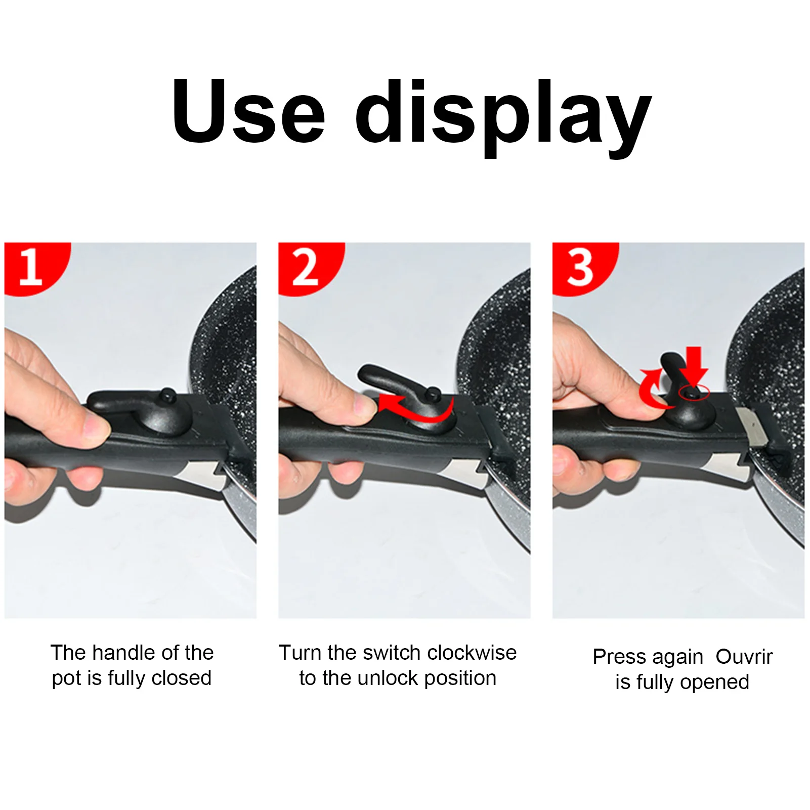 

Dismountabl Replacement Pot Handle Woks Clip Handle Frying Pan Stockpot Universal Detachable Anti-Scalding Removable Handle