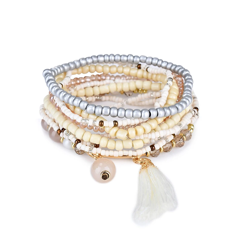 Многослойные красные браслеты с бусинами для женщин Богемский Браслет