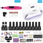 Набор для маникюра с сушилкой для ногтей, топом и базой, 120 гель-лаков на 12854 Вт, для дизайна ногтей