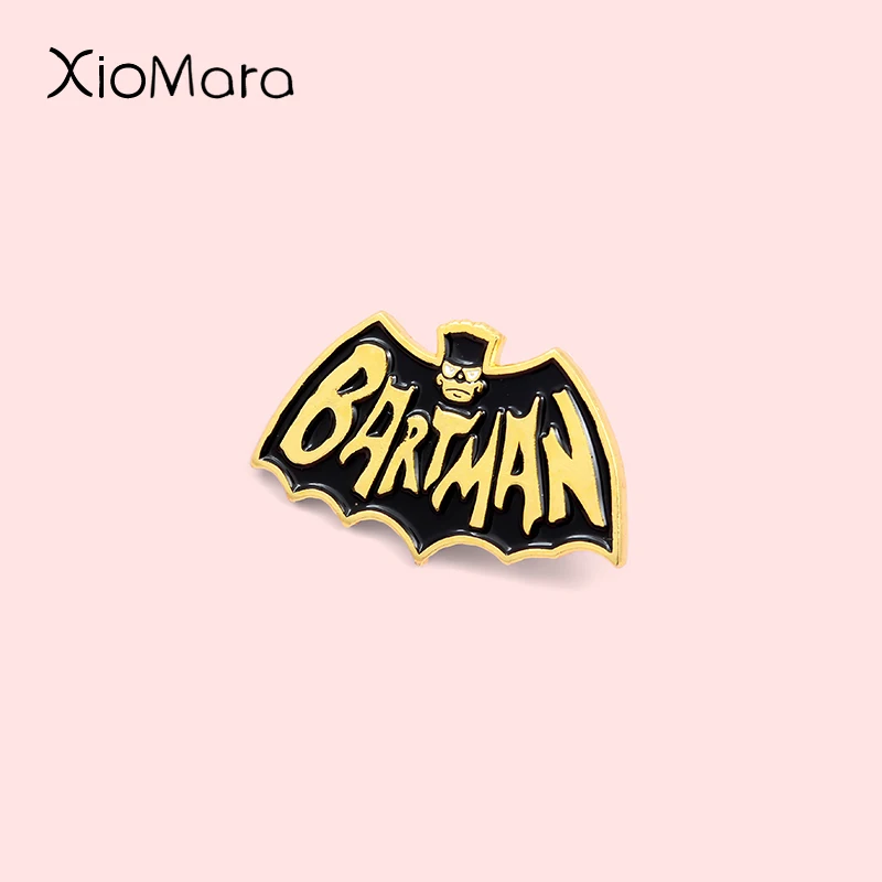 Эмалированная булавка Bartman Черное золото значок летучей мыши готический герой