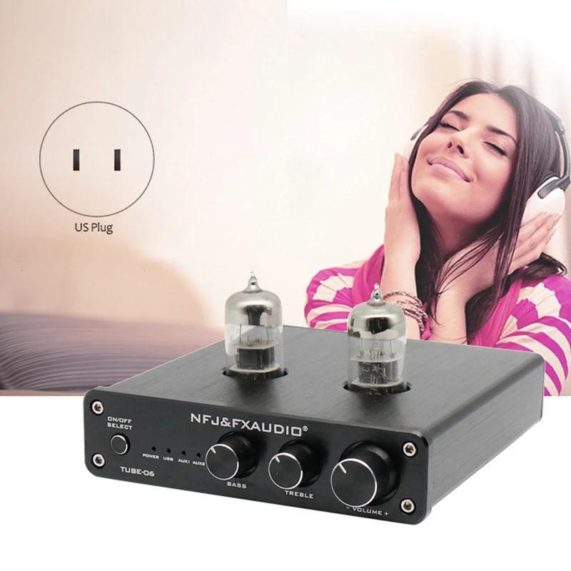 FX-AUDIO- TUBE-06 Mini HiFi Vacuum Tube Preamp 6N3 Audio Preamplifier with Bass Treble Tone Control | Электроника