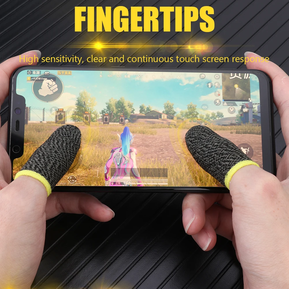 

2pcs Breathable Game Controller Finger Cover Sweat Proof Non-Scratch Sensitive Touch Screen Gaming Finger Thumb Sleeve Gloves