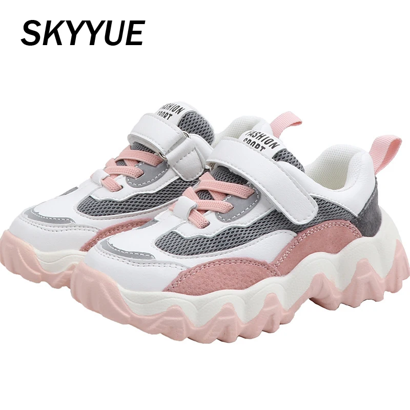

Spring Kids Sport Sneakers Children Mesh Casual Sneakers Baby Girls Chunky Sneakers Boys Genuine Leather Brand Shoes Trainers