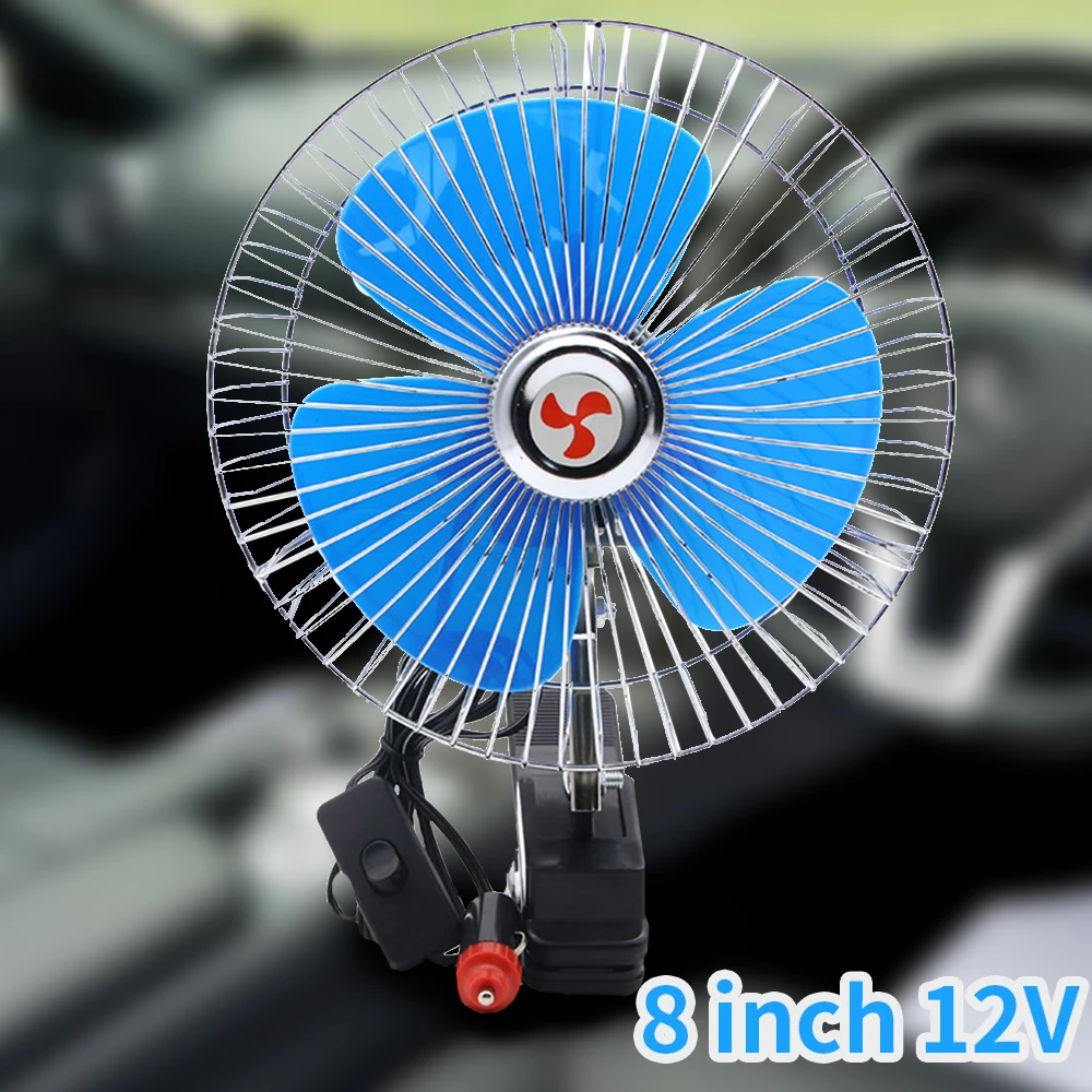 8 Inch DC 12V Mini Electric Auto Car Fan Low Noise Clip-on 25W Summer Cooling Fan Truck Vehicle Wind Air Cooler Conditioner Fans