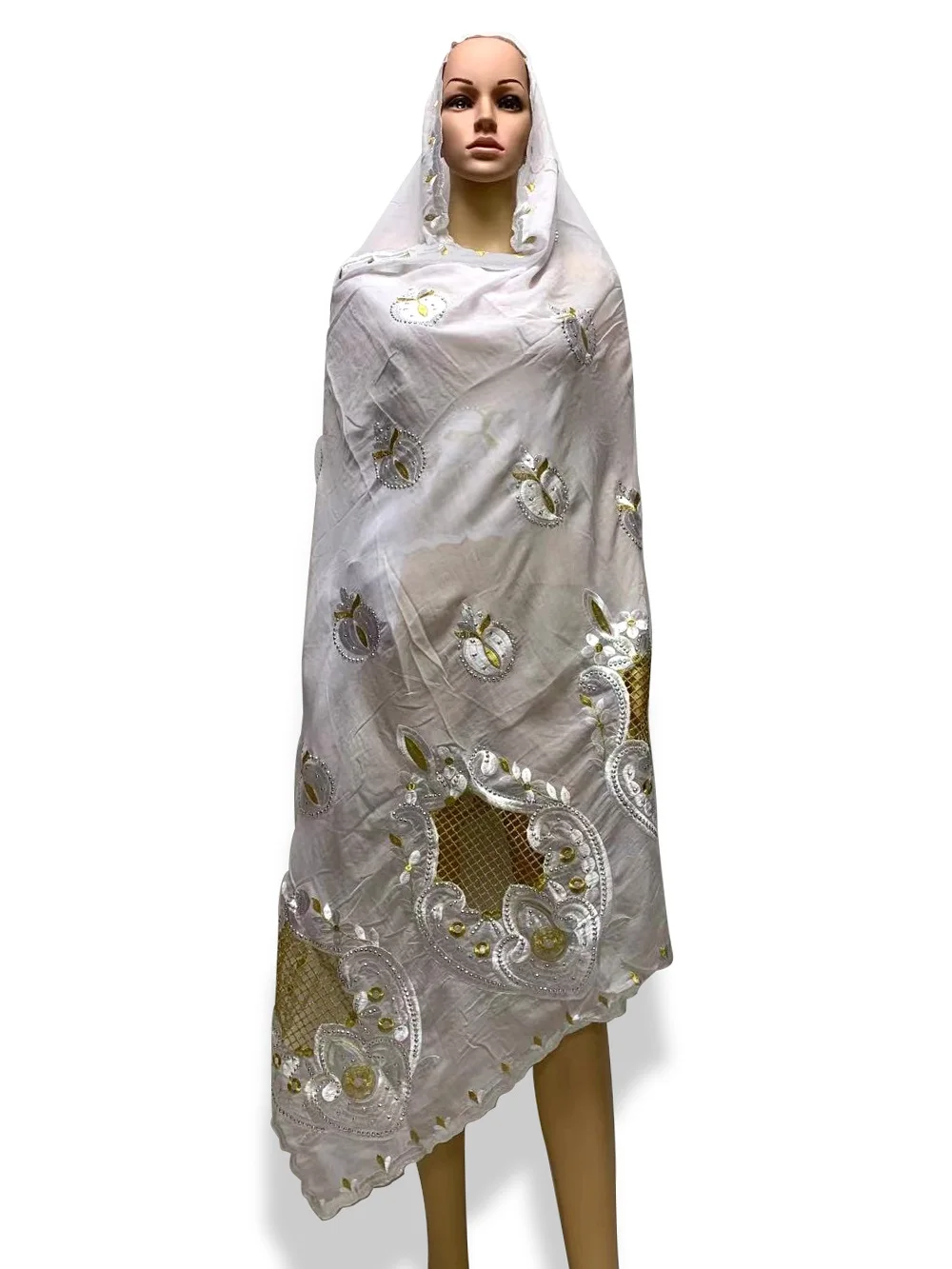 

Muslim Women Outdoor Scarf, Embroidered Fashion Cutout Headscarf Cloak, Large Size Female Scarf