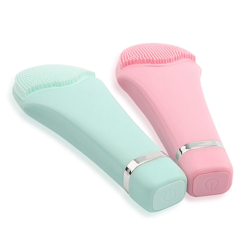 Зеленая Очищающая щетка для лица Sonic Vibration Face Cleaner Silicone Deep Pore Cleaning Electric Waterproof Massage
