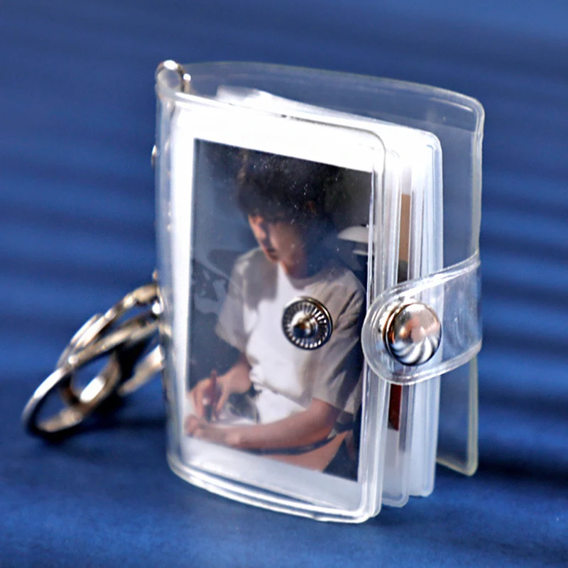 

Pockets Portable Key Chain Jewelry Photos Holder 1/2 Inch Mini Photo Albums For Photos Cards Small Album Book Card Holder
