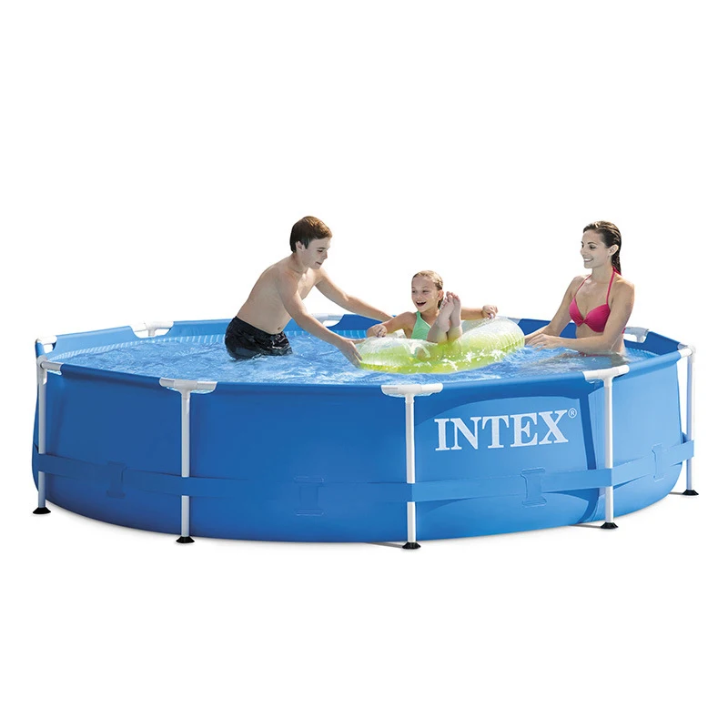 

blue INTEX 305*76 cm Round Frame Above Ground swimming Pool Set Pond Family Swimming Pool Filter Pump metal frame structure pool