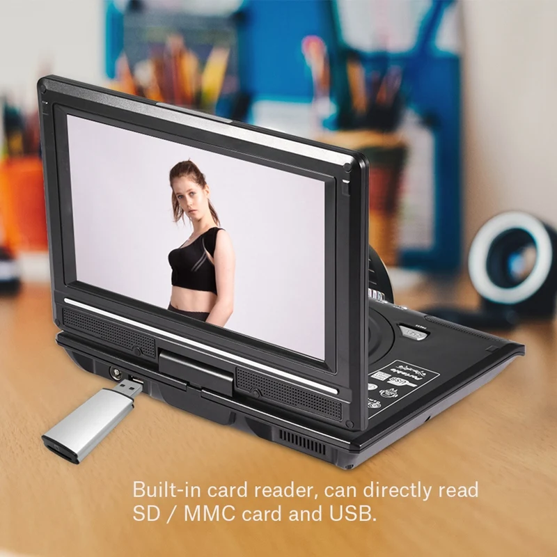 

Handheld Portable Dvd Player 270 Degree Rotating Screen Built-in Card Reader Can Directly Read Sd/Ms/mmc Card Eu Plug