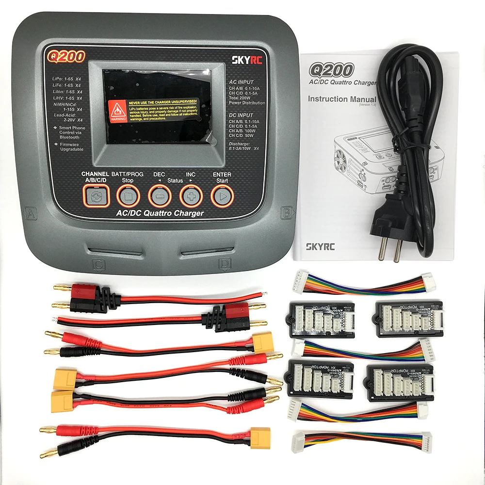 SkyRC Q200 QUATTRO AC/DC 2X100 Вт 2X50 Вт Lipo батарея баланс зарядное устройство Dis зарядное устройство