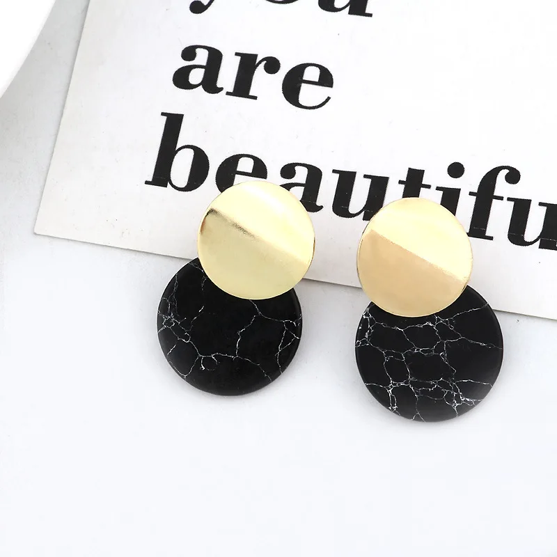 2019 новый модный дизайн Геометрические круглые металлические серьги-клипсы с