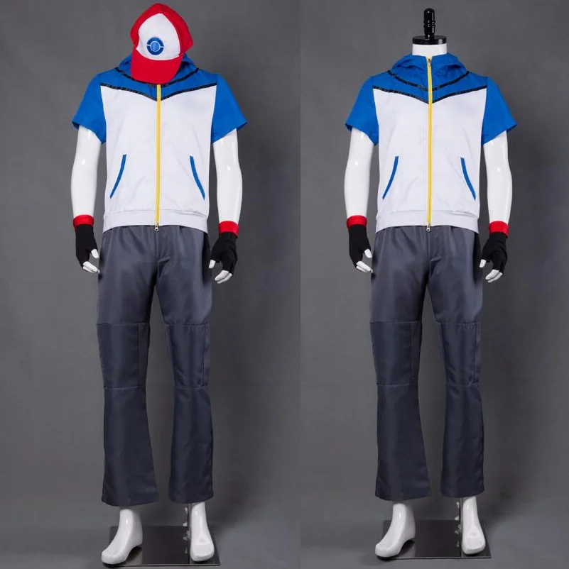 Детский костюм для косплея Покемон пепел Кетчум толстовки + брюки перчатки шляпа