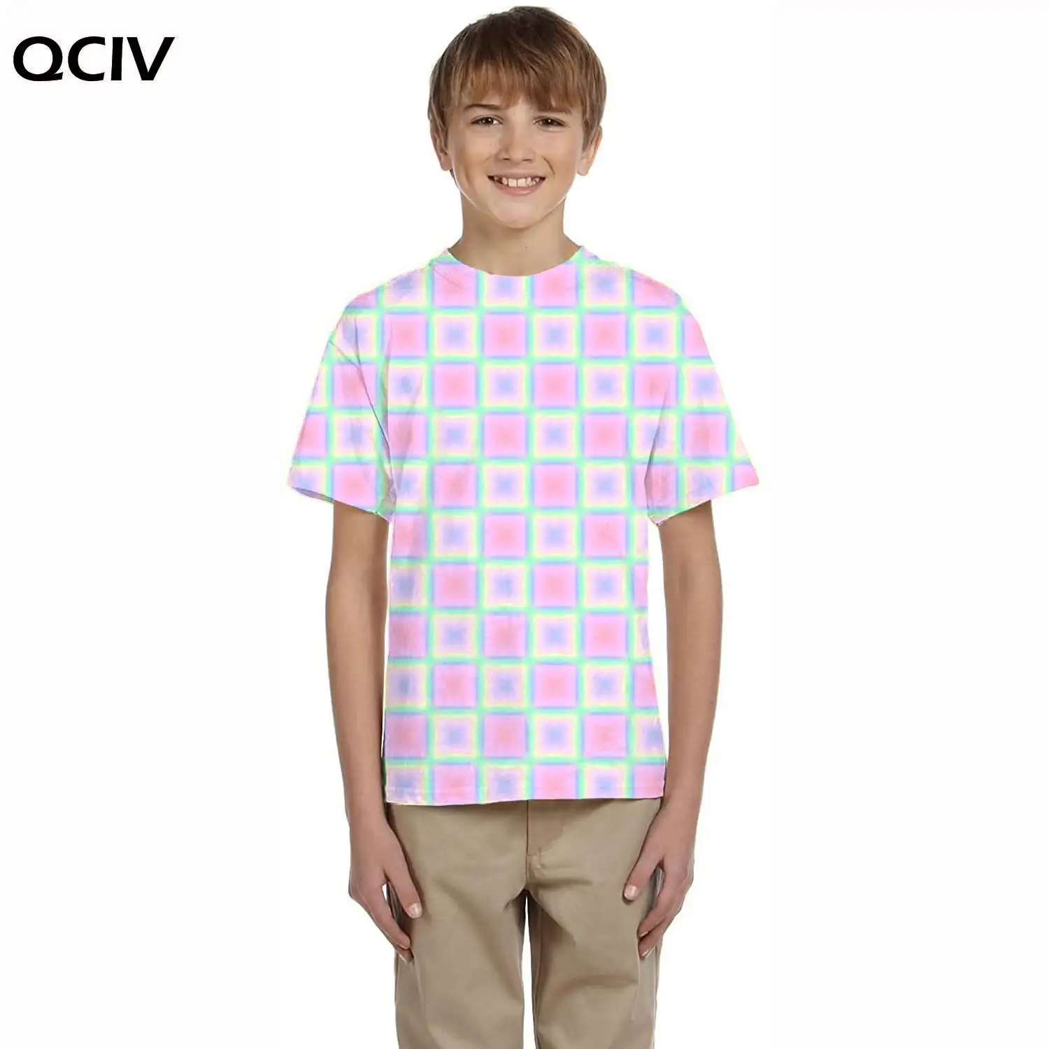 

QCIV Brand Geometry T-shirt boy Harajuku Tshirts Casual Pattern T-shirts 3d Colorful Tshirt Printed Short Sleeve T shirts New