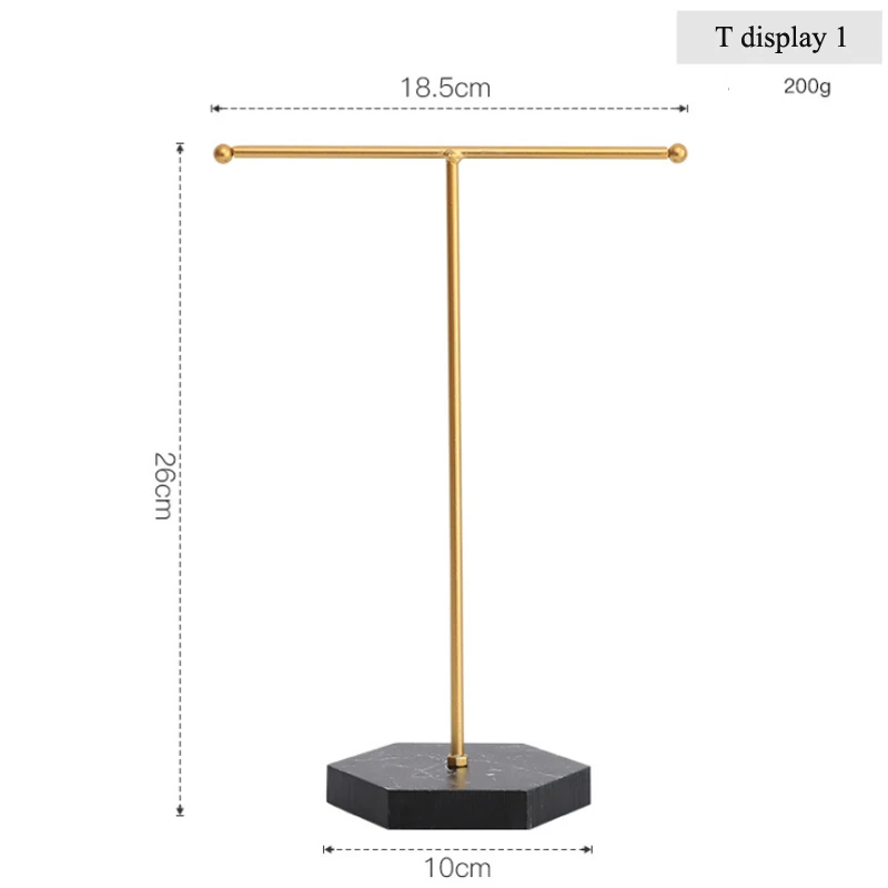 Newly Wooden/Metal Gold T-shaped Earrings Ring Necklace Watch Jewelry Shelf Jewelry Stand Counter Pendant Jewelry Display Stand
