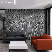 MASAR Creative dense black and white stripe mural sofa TV background wall wallpaper Xuanguan Corridor restaurant wallpaper