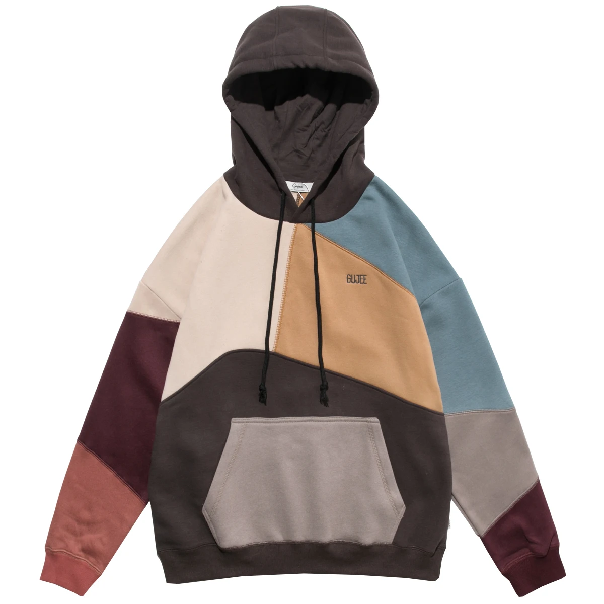 Hip Hop Streetwear Vintage Retro Men Long Sleeve Hooded Sweatshirt Patchwork Hoodies For Males Guys Fashion Top Outfits Kangoo | Мужская