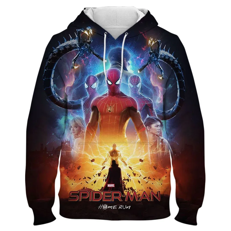 Худи с 3D-принтом Человека-паука для детей Повседневная Толстовка мужчин и женщин