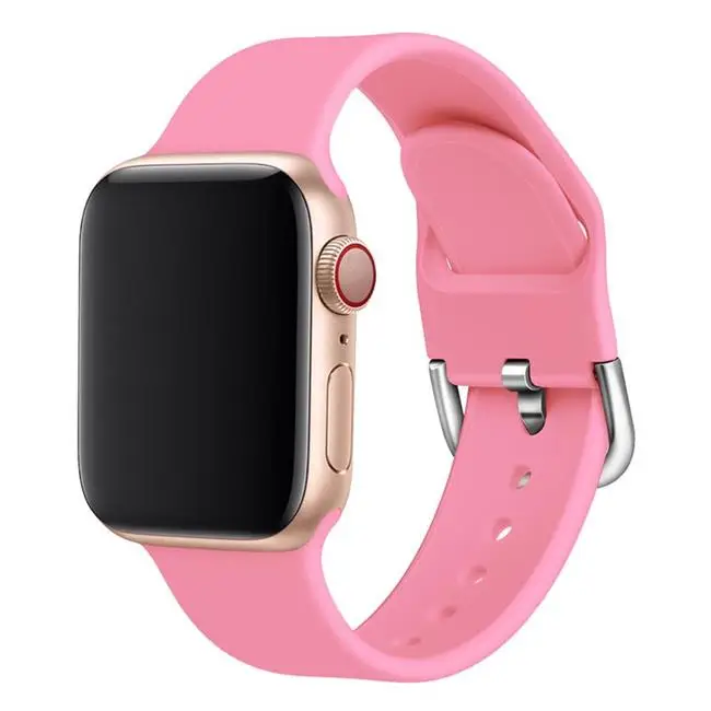 Bright pink Силиконовый ремешок для наручных часов apple watch группа 44 мм 40 мм apple watch 5 4 ремешок 42 мм, 38 мм, версия наручных часов iwatch серии 5/4/3/2, correa, браслет - Цвет ремешка: Bright pink