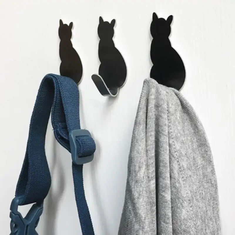 

Creative kitten stainless steel hook Strong adhesive on back Hanging small objects Waterproof stainless steel Rounded edges
