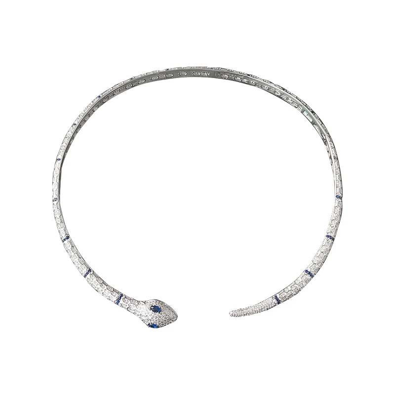 

Fashion Collar S925 Sterling Silver Blue Eye Spirit Snake Necklace Design Simple Luxury Brand Monaco Jewelry Women's Gift