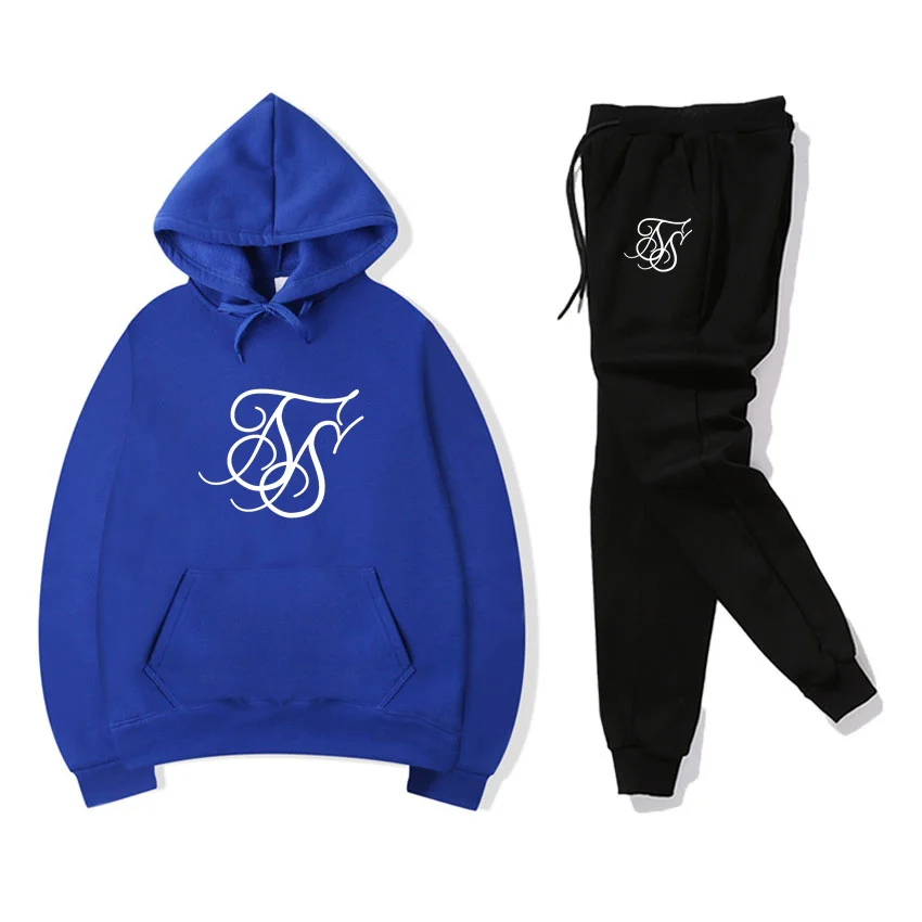 

SilkSik brand 2021autumn and winter fashion new men's sports suit fleece hoodie sweater + hip-hop street trousers two-piece suit