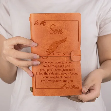 09-1 Гравировкой кожаная книга для записей, блокнот дневник по индивидуальному заказу планировшик на неделю повестки дня для мамы, сына и дочери, единый стиль мамы и папы, подарки на день рождения - Цвет: 09-1