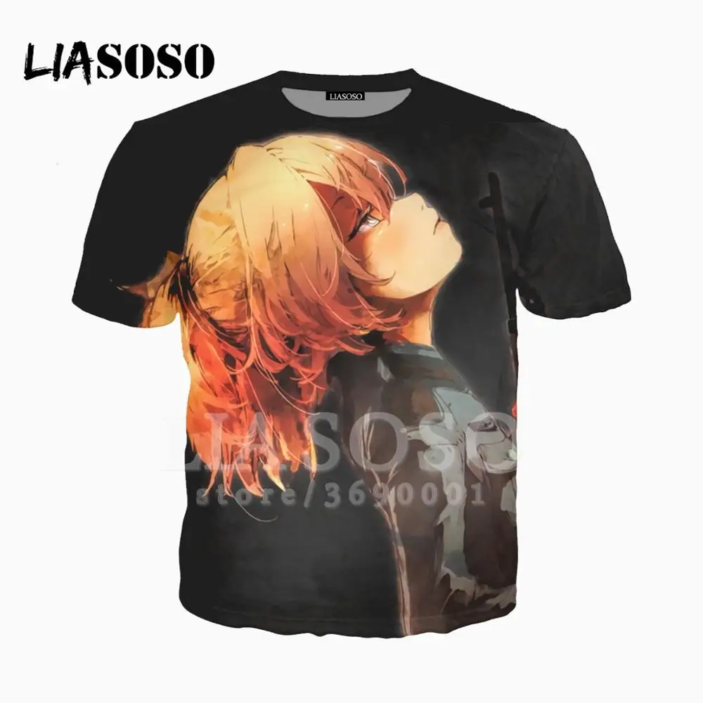 

LIASOSO 3D Print Women Men War Anime Youjo Senki Tanya Degurechaff Girls Cosplay Tshirt Summer T-shirt Hip Hop Leisure O-neck