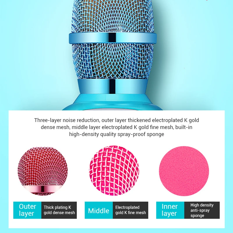 

Fashion Karaoke Microphone Bluetooth Speaker Handheld Microphone Wireless Multifunction for Home KTV H-best