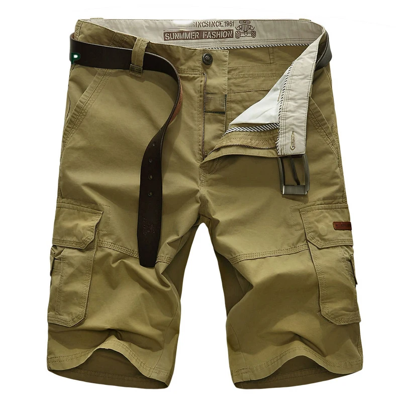 Шорты карго мужские с множеством карманов Брендовые повседневные свободные