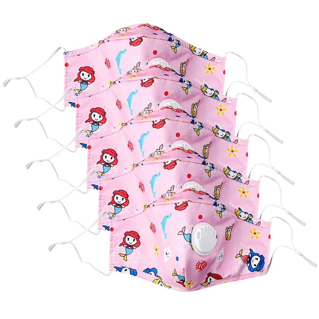 

Kids Boys Girls Solid Dust-proof Mask Haze Sponge Mouth Face Mask Respirator 3pc Face Cover Protective Safety Facemask Ear Loop