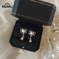 fashion retro style heart shaped zircon grop earrings gentle delicate elegant earrings for women wedding party jewelry gift
