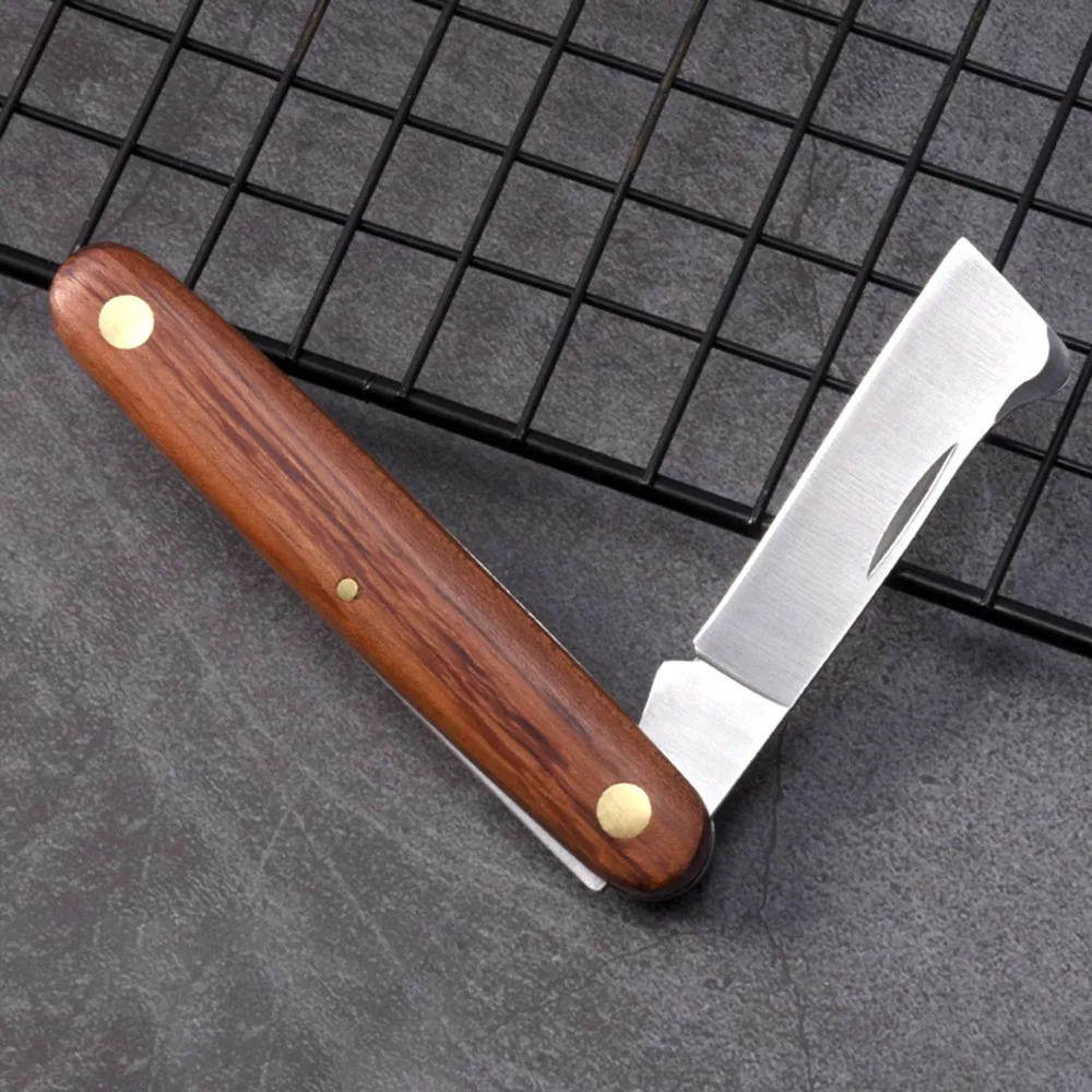 Нож садовый складной из нержавеющей стали с деревянной ручкой, профессиональный прививочный резец, ножницы для саженцев, 1 шт. - Самое нужное для сада и огорода